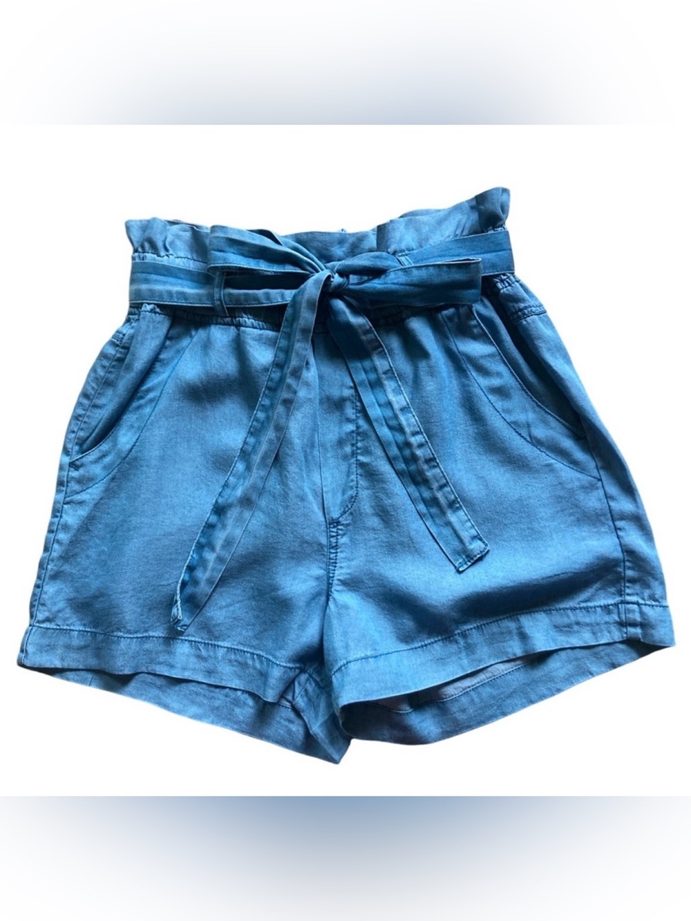Thread & supply high rise paper bag chambray cinch tie shorts size XS EUC